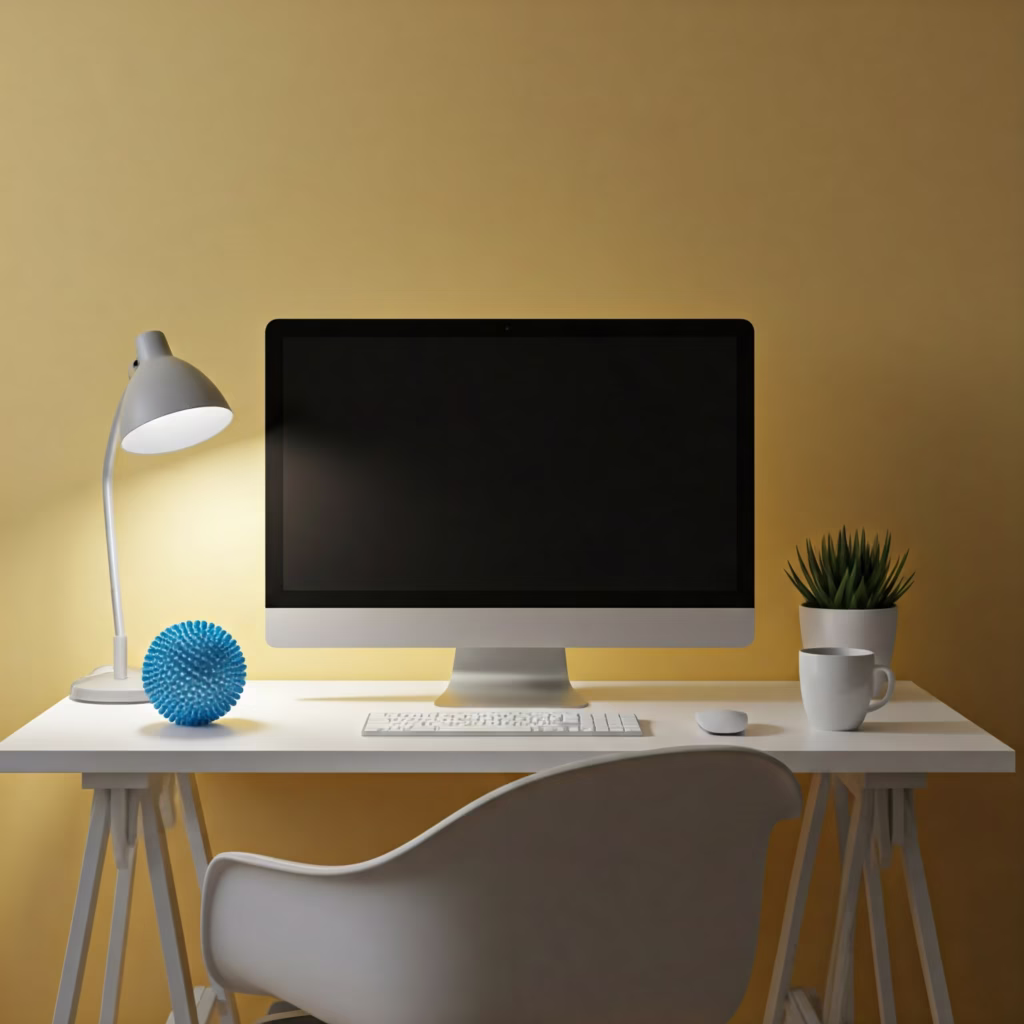 A minimalist remote work desk
