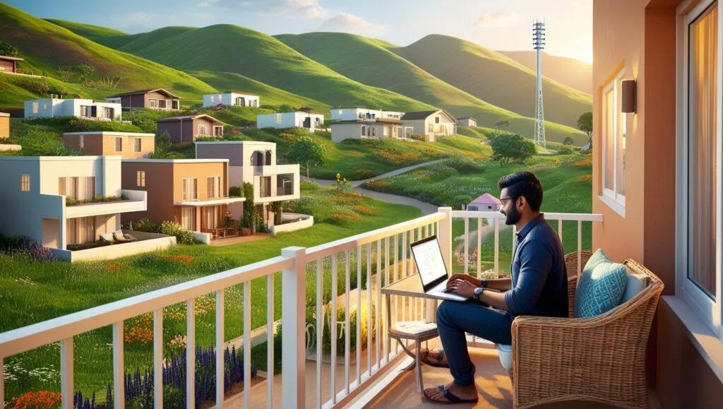 Remote worker enjoying a productive day in a small town with reliable internet access.